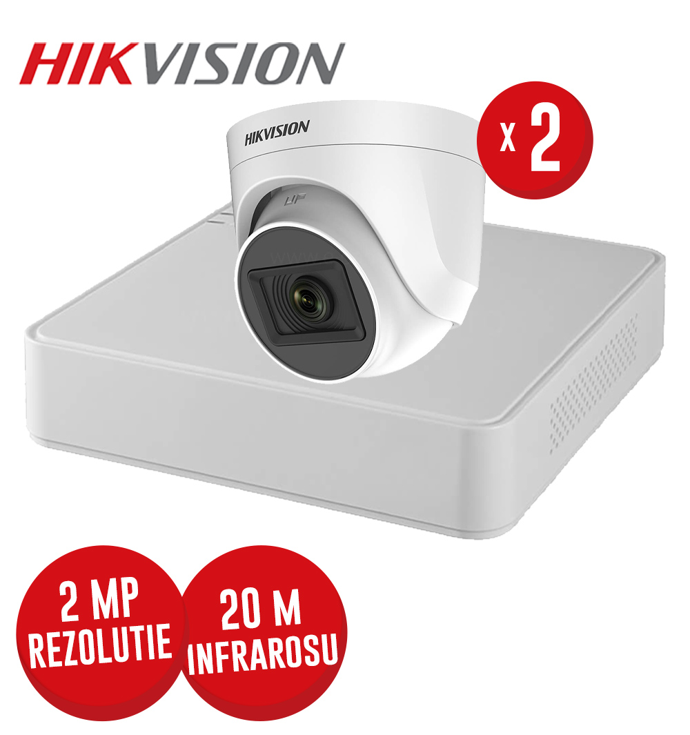Kit DVR 4ch. 2MP-N si 2 camere turret 2MP IR 20m cu microfon - KIT695