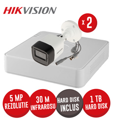 Kit DVR 4ch. 8MP-N, 2 camere 5MP, IR 30m cu microfon si HDD - KIT703