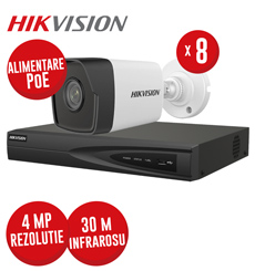Kit NVR 8 canale 8MP, 8xPoE si 8 camere IP 4MP, IR 30m - KIT713