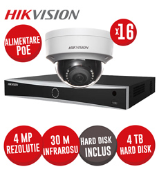 Kit NVR 16 canale 12MP, 16xPoE, 16 camere IP 4MP, IR 30m si HDD - KIT739