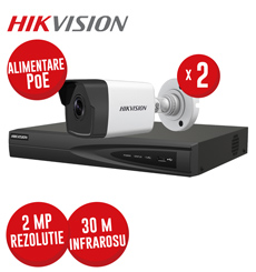 Kit NVR 4ch 8MP, 4xPoE si 2 camere IP 2MP, IR 30m, PoE - KIT771