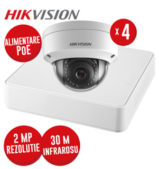 Kit NVR 4ch 4MP, 4xPoE si 4 camere IP 2MP, IR 30m, PoE - KIT802