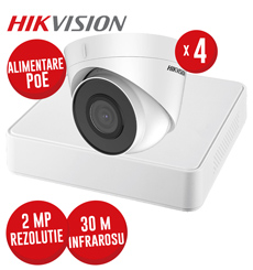 Kit NVR 4ch 4MP, 4xPoE si 4 camere IP 2MP, IR 30m, PoE - KIT811