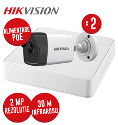 Kit NVR 4ch 4MP, 4xPoE si 2 camere IP 2MP, IR 30m, PoE - KIT837