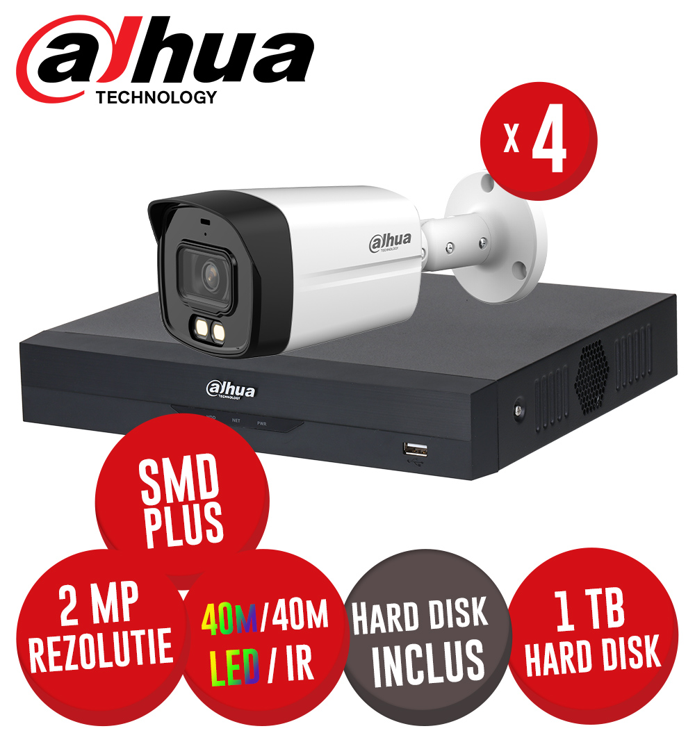 Kit DVR 4ch. 5MP-N, 4 camere 2MP, LED/ IR 40m cu microfon si HDD - KIT875