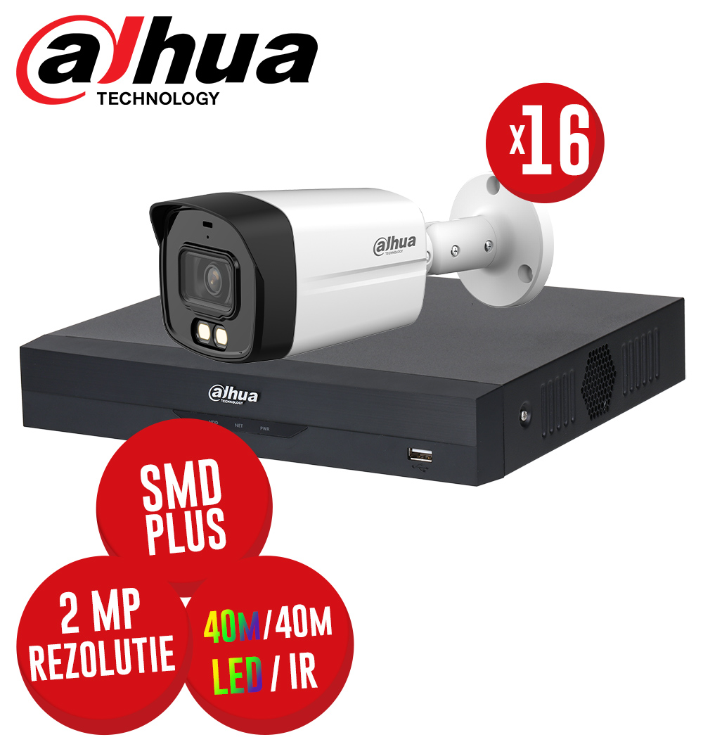 Kit DVR 16ch. 5MP-N si 16 camere 2MP, LED/ IR 40m cu microfon - KIT878