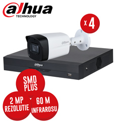 Kit DVR 4ch. 5MP-N si 4 camere 2MP, IR 60m, microfon, Starlight - KIT895