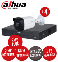 Sistem DVR 4ch. 5MP-N si 4 camere 2MP, IR 60m, microfon, Starlight, HDD si accesorii - KIT903