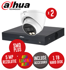 Sistem DVR 4ch. 8MP, 2 camere 5MP LED 40m microfon, HDD si accesorii - KIT935