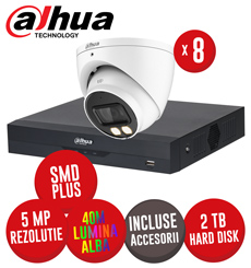 Sistem DVR 8ch. 8MP, 8 camere 5MP LED 40m microfon, HDD si accesorii - KIT937