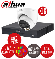 Sistem DVR 16ch. 8MP, 16 camere 5MP LED 40m microfon, HDD si accesorii - KIT938