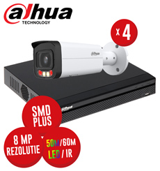 Kit NVR 4ch 8MP, 4xPoE si 4 camere IP 8MP, LED 50m IR 60m, PoE - KIT940