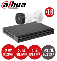 Sistem complet DVR 16 canale 4MP Lite, 16 camere 2MP, include accesorii, cablu UTP - KIT256