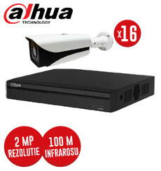 Pachet DVR 16 canale + 16 camere Exterior, 2MP, IR 100 m, fara accesorii -  KIT78