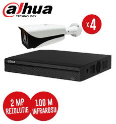 Pachet DVR 4 canale + 4 camere 2MP, IR 100 metri, exterior -  KIT79