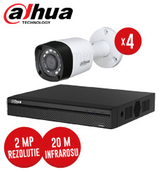 Pachet DVR 4 canale + 4 camere, exterior, 2 MP, IR 40m, fara accesorii - KIT96