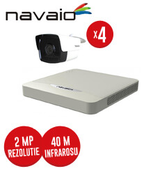 Pachet DVR 4 canale + 4 camere exterior Navaio Plus, 2 MP, IR 40 m, fara accesorii -  KIT108