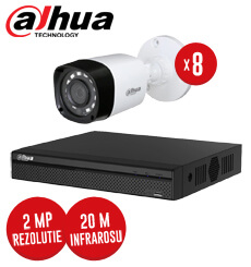 Pachet DVR 8 canale + 8 camere, exterior, 2 MP, IR 20m, fara accesorii -  KIT99