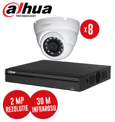 Pachet DVR 8 canale + 8 camere, exterior, 2 MP, IR 30m, fara accesorii - KIT98