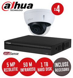 Sistem complet NVR 4 canale POE, 4 camere IP 5 Megapixeli, HDD, accesorii, cablu - KIT192