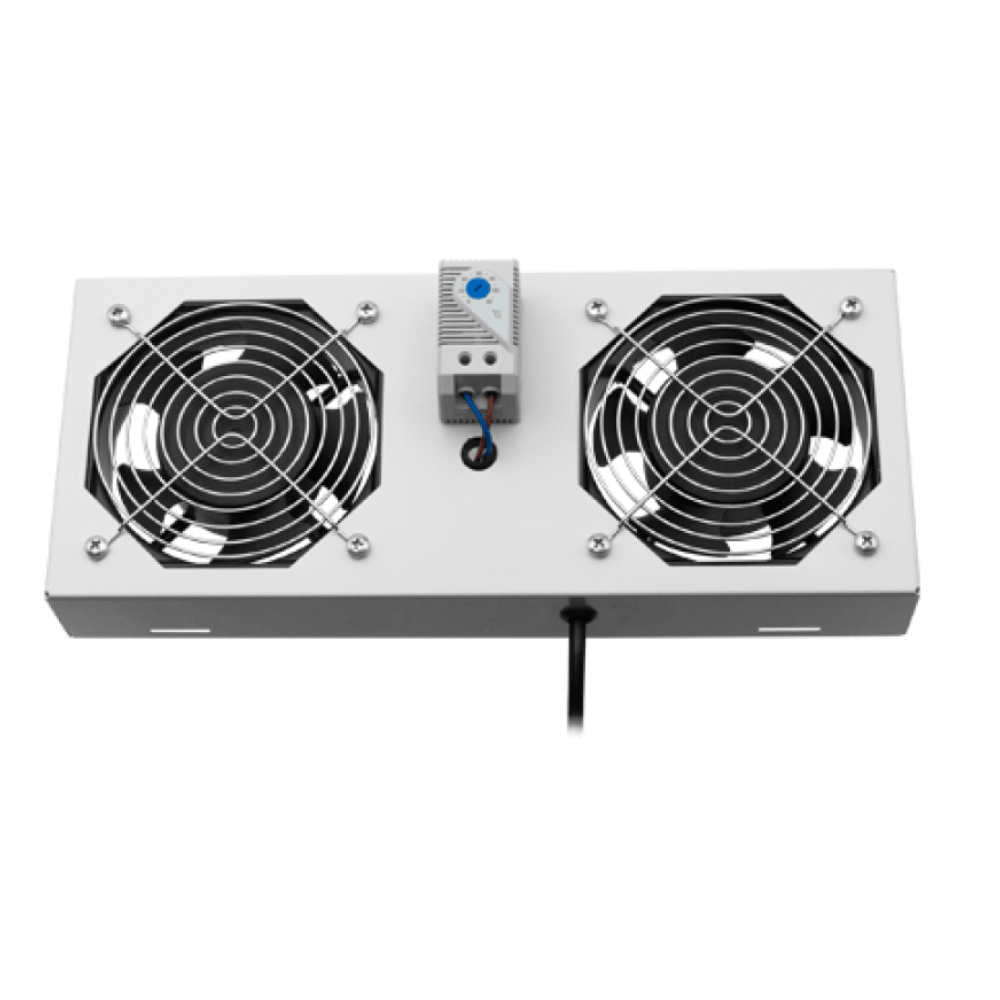 Modul 2 ventilatoare pentru rack SBW/EXIP55 19", cu termostat, RAL 7035  - ASYTECH Networking ASY-FAN-EXIP55-THM-2F