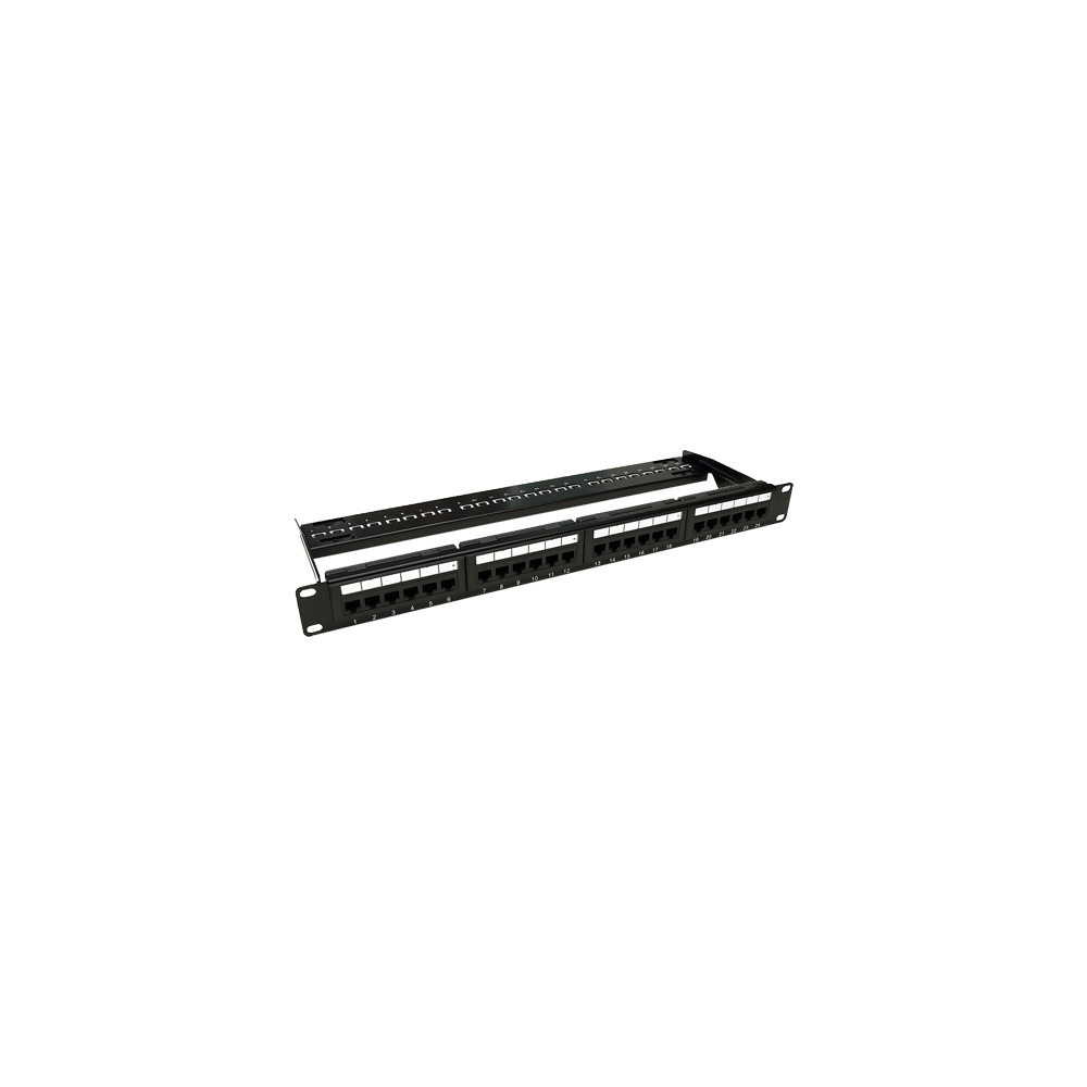 Patch Panel 1U,UTP Cat6A,24 porturi RJ45,suport cabluri integrat- ASYTECH Networking ASY-PP-UTP6A-24