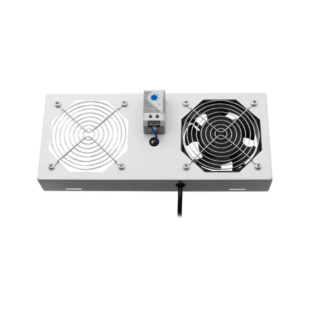 Panou ventilatie rack 19 inch cu 1 ventilator si termostat mecanic RAL 7035 - ASYTECH Networking ASY-FAN-EXIP55-THM-1F