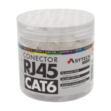 Conector RJ45 UTP, 8 contacte, Cat.6, borcan 100 bucati - ASYTECH Networking RJ45-CAT6-JAR