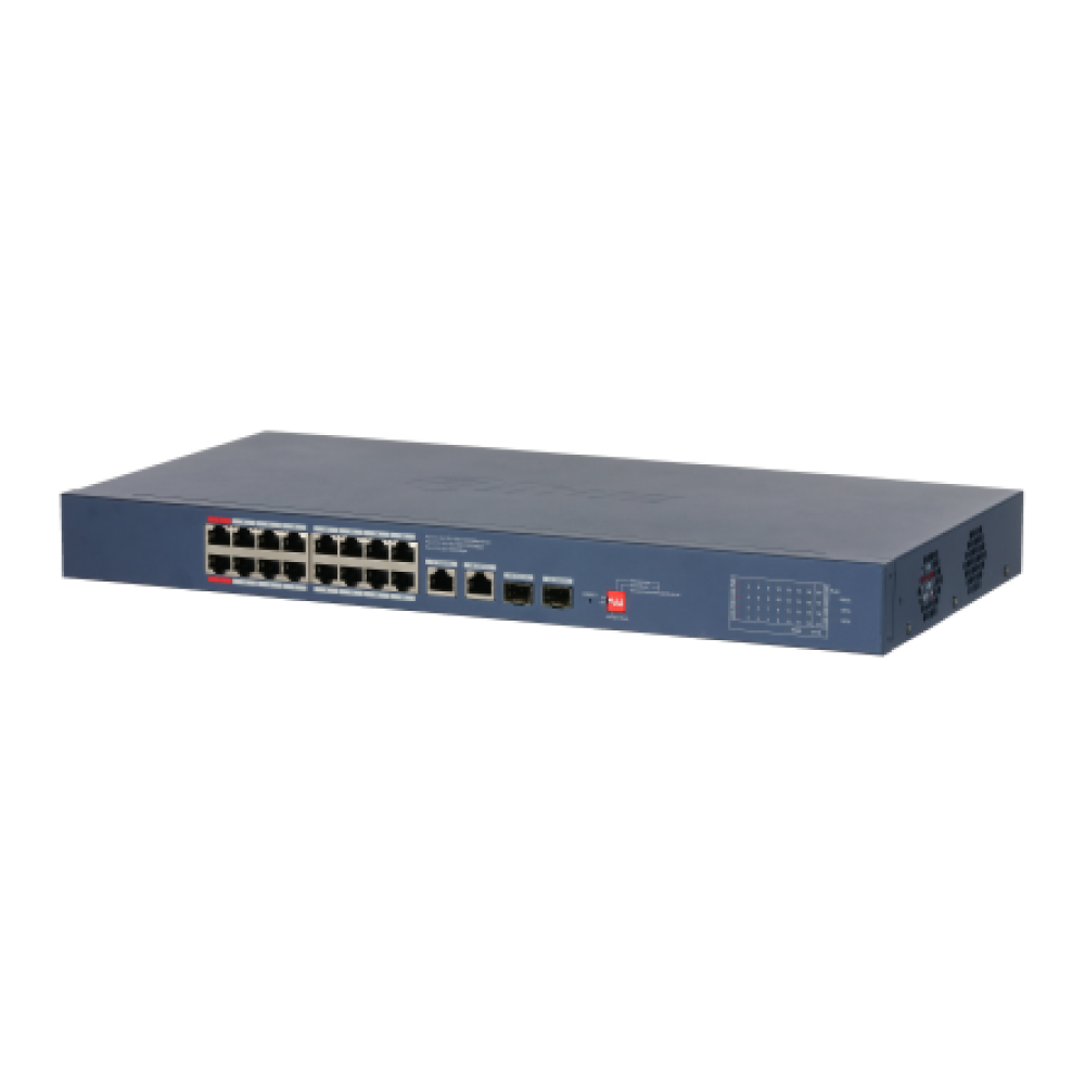 Switch cu management Cloud, 16xRJ45 Gbit PoE, 2xRJ45 Uplink, 2xSFP, 190W, PoE Watchdog - Dahua CS4220-16GT-190