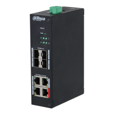 Switch PoE Dahua 4 Ã— 10/100 Mbps PoE porturi and 4 Ã— SFP 1000 Mbps, Buget 96W - Dahua HS4408-4ET-96
