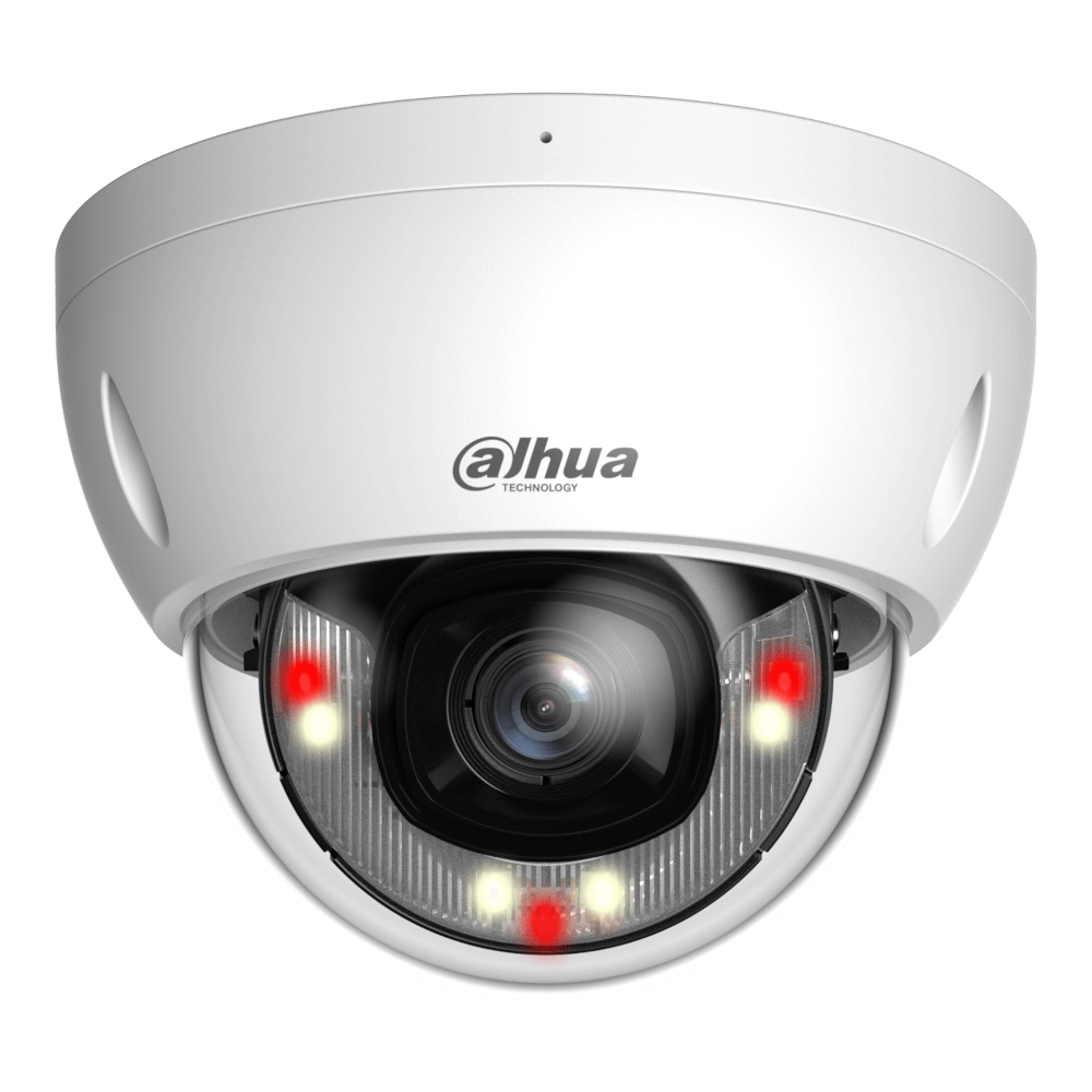 Camera IP Dome 8MP Exterior LED/IR 30m Card Mic PoE 2.8mm WizSense - Dahua IPC-HDBW2849E-S-IL-0280B