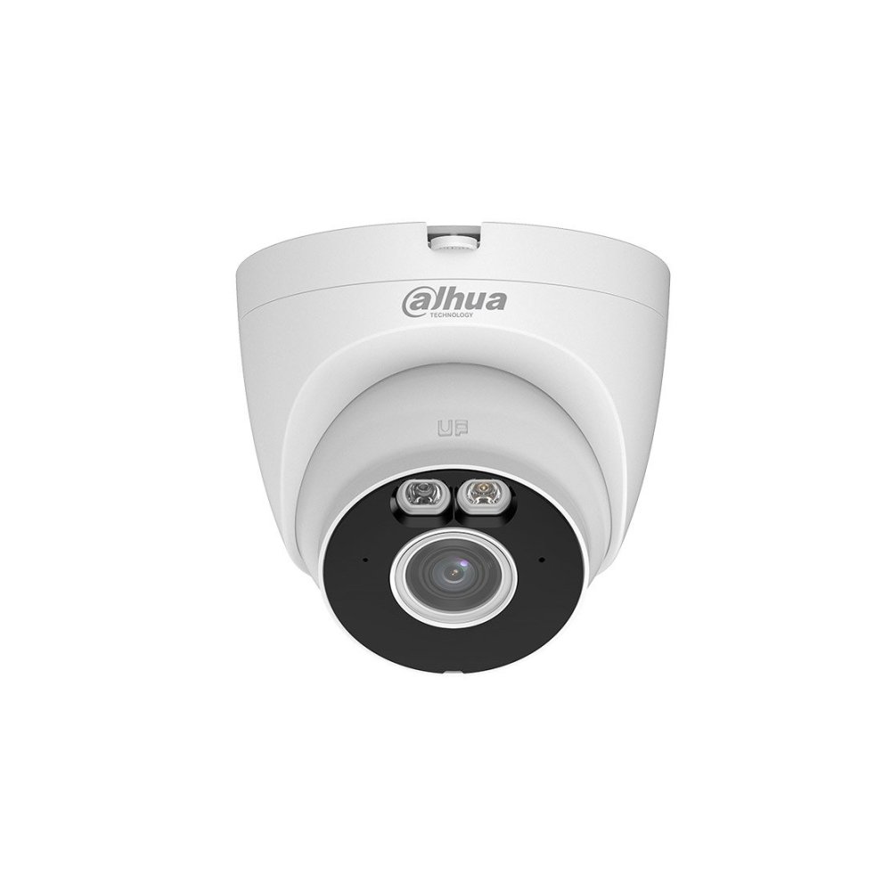 Camera supraveghere wireless IP Dome WiFi 6 cu iluminare duala Dahua IPC-T3A-IL-0280B, 3 MP, 2.8 mm, IR/lumina alba 30 m, microfon, slot card, detectie om/vehicul AI, bluetooth