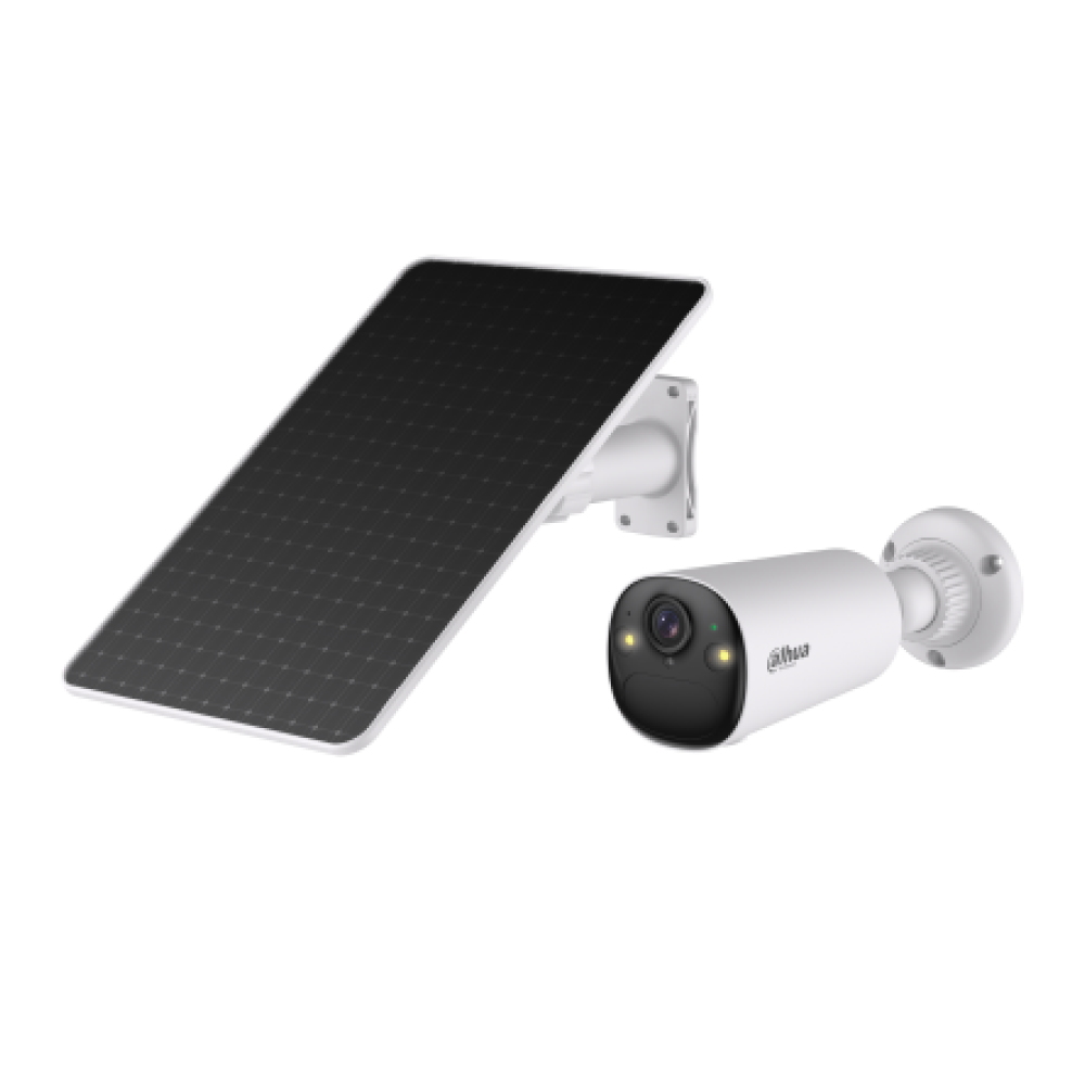 Camera IP Wi-Fi 6, 4MP, Panou Solar, 2.1 mm, IR 15 m, LED 20 m, Mic, Difuzor, Card - Dahua KIT/BF4CP-0210B-XL/M0508