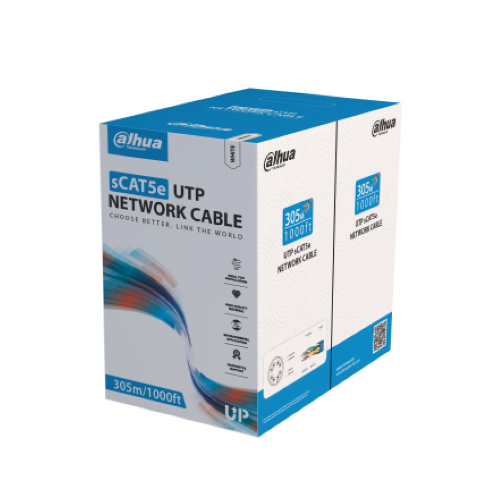 Cablu retea U / UTP Cat5e, cupru, 305 m, alb, PoE, 25 AWG, PVC - Dahua PFM920I-5EUN-white