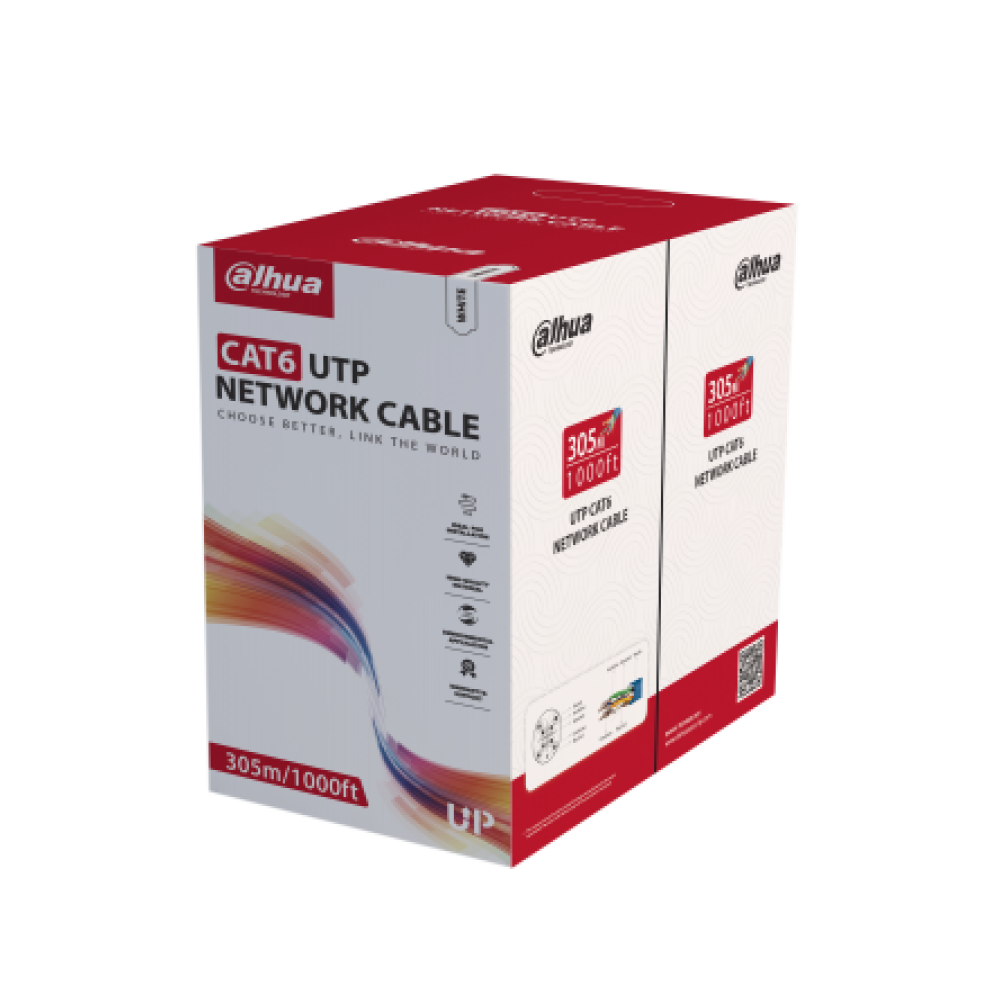Cablu retea U/UTP CAT6, cupru, 305m, alb, 24 AWG, PoE - Dahua PFM920I-6UN-C-white