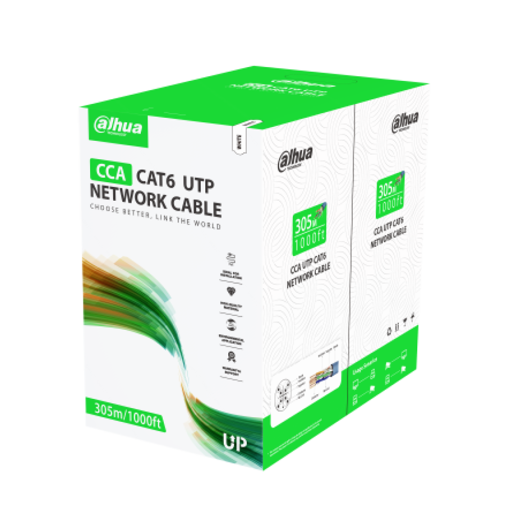 Cablu UTP CAT6, 305m, alb, 23 AWG, PVC, - Dahua PFM922I-6UN-C-white
