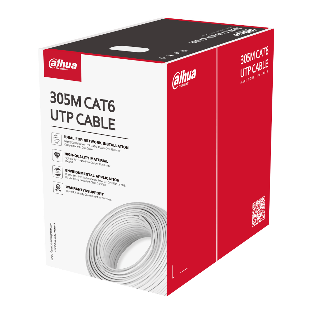  Cablu UTP Cat.6, 305m, retea de mare viteza - Dahua PFM922I-6UN-C (White)