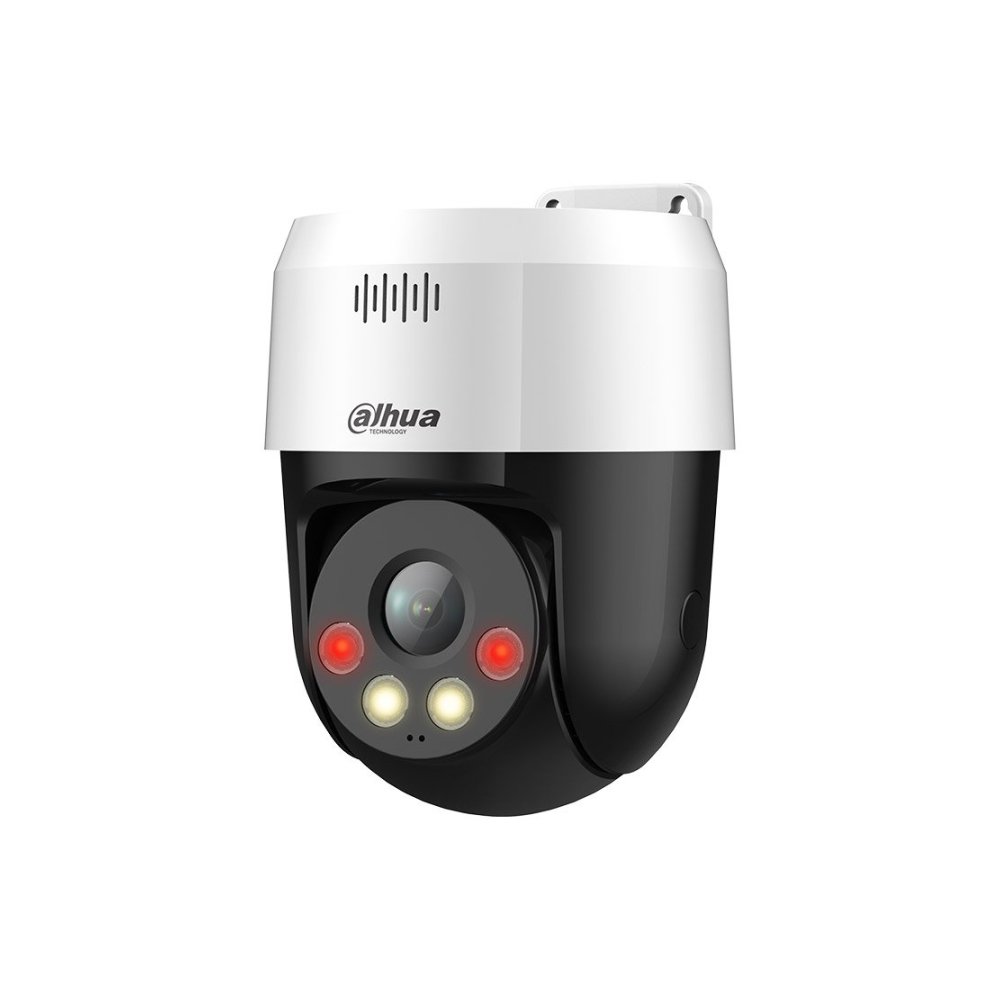 Camera supraveghere IP Dome PT cu iluminare duala Dahua WizSense Active Deterrence SD2A300NB-GNY-A-PV-0400, 3 MP, 4 mm, lumina alba 30 m, IR 30 m, microfon si difuzor, slot card, alarma, detectie om/v