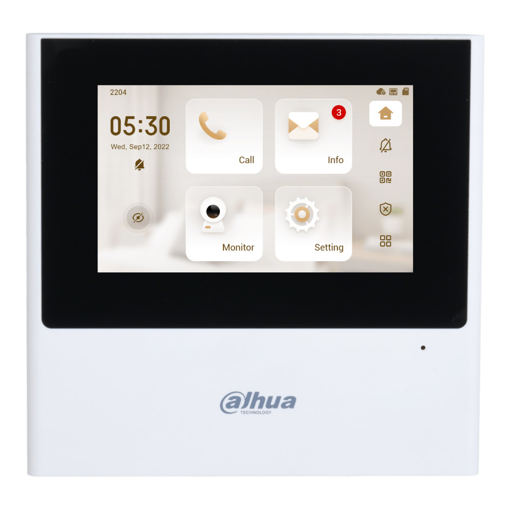 Monitor videointerfon IP tactil, 4.3 inch, WiFi, 2 fire, alb - Dahua VTH2612L-W
