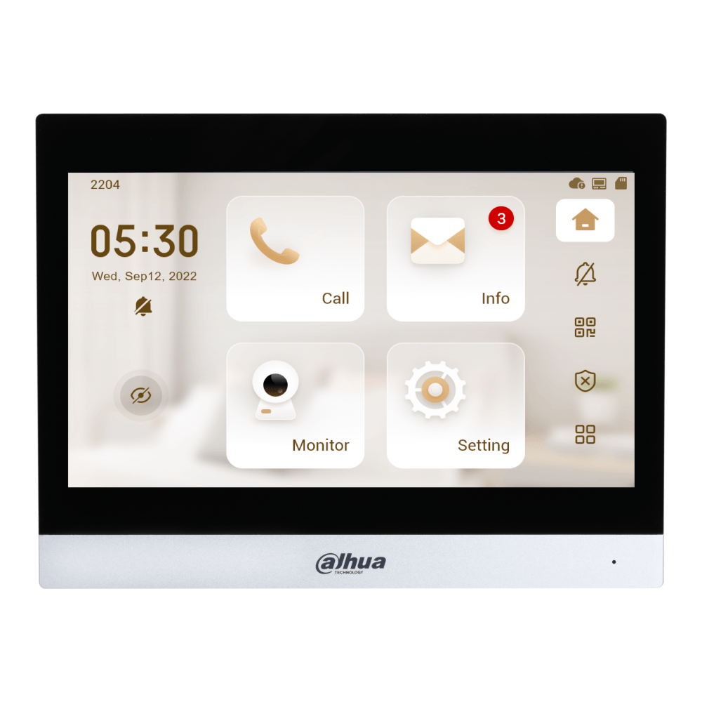 Monitor videointerfon IP tactil, 10 inch, WiFi, PoE, Card, metalic, argintiu - Dahua VTH8641KMS-WP