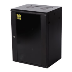 Cabinet metalic perete, 18 Unitati, Culoare Negru, Neasamblat - DataLink 18U-600x600