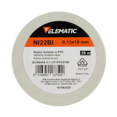 Bandă izolatoare PVC auto-stingibilă 19 mm x 25 m pentru instalații electrice - ELEMATIC NI 22BI