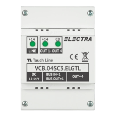 Doza derivatie video, BUS IN/OUT 1/1, 4 iesiri, conectori cu surub - Electra VCB.04SC3.ELGTL