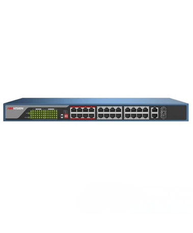 Switch PoE 24 porturi 10/100M + 2 porturi Gigabit, Buget 370W, Layer 2 - HikVision DS-3E0326P-E