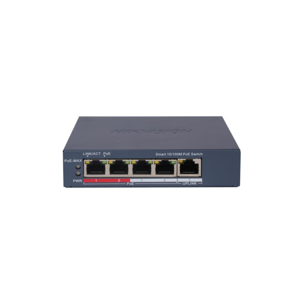 Switch 4 porturi PoE si 1 port Uplink 10/100Mbs, 60W, cu management - HikVision DS-3E1105P-EI