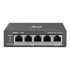 Switch PoE cu 4 porturi HikVision HiLook NS-0505P-35, 10/100/1000 Mbps, 10 Gbps, 7.44 Mpps, MAC 2K, fara management