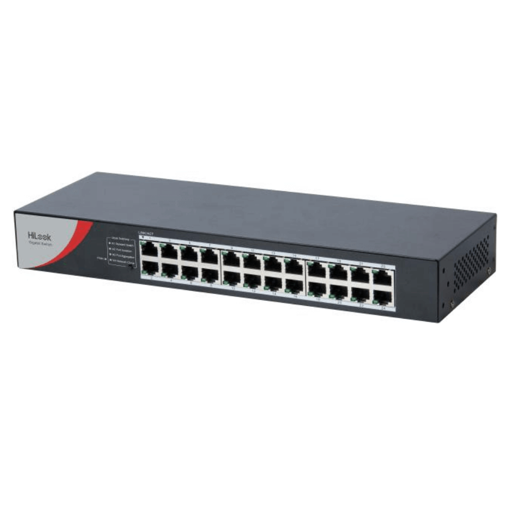 Switch Gigabit cu 24 porturi Hikvision HiLook NS-0524R, 10/100/1000Mbps, plug and play, fara management