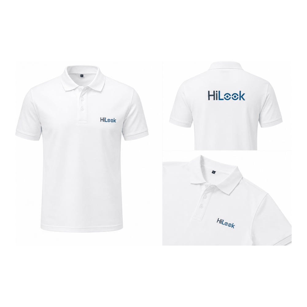 Tricou promotional cu guler alb marime 2XL (echivalent L pentru marimi UE) - HikVision HiLook TRICOU ALB