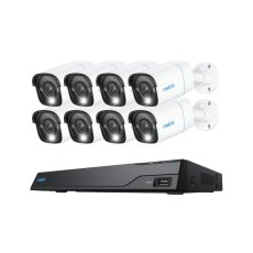 Sistem supraveghere exterior IP Reolink NVS16-8MB8, 8 camere, 4K, 2.8 mm, IR/lumina alba 30 m, spotlight, PoE, vizualizare de pe telefon, detectie persoane/vehicule, microfon si difuzor, 4TB HDD inclus
