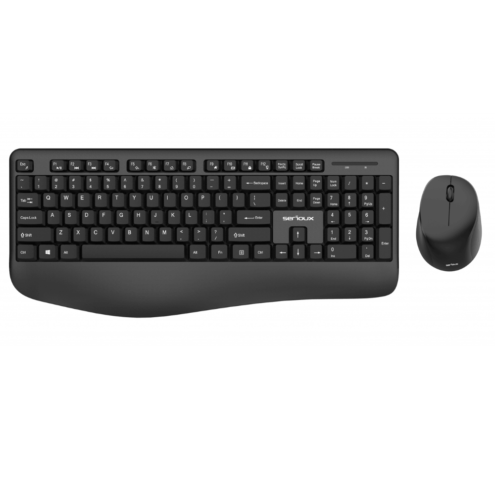 Kit tastatură și mouse wireless 2,4 GHz, USB, 1200 DPI pentru supraveghere - Serioux SRXK-NK9810WR